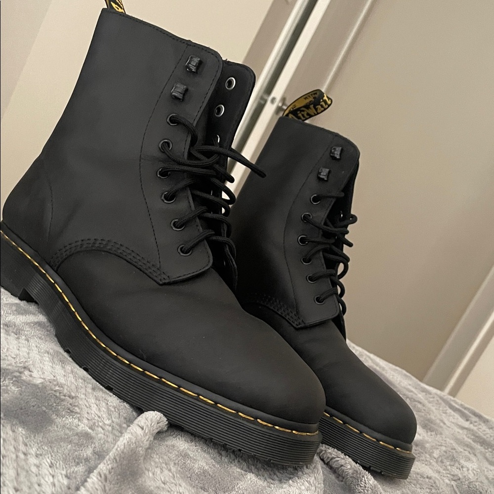 Dr. Martens Black Boots with Yellow Accents